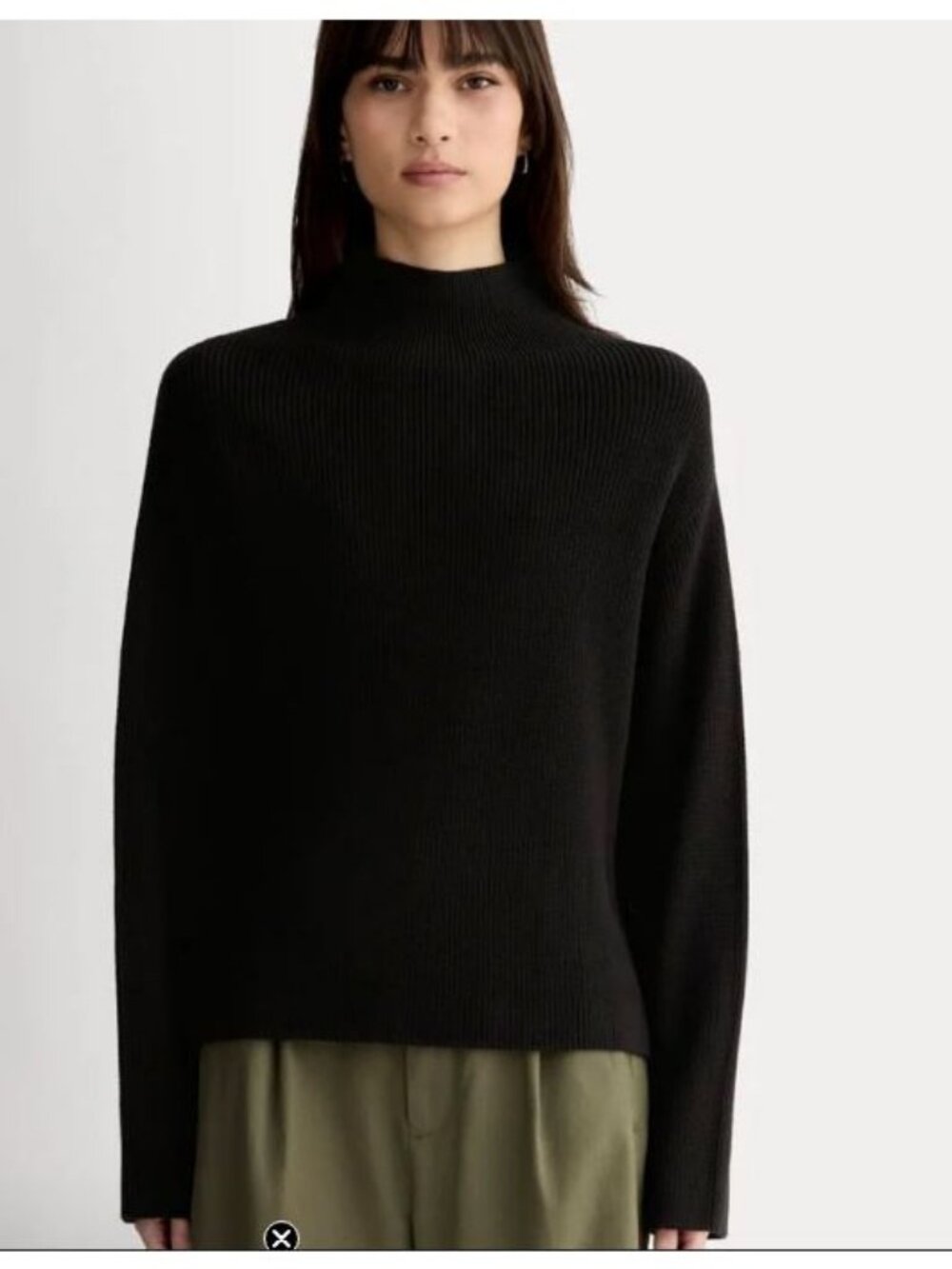 Everlane The Slouchy Funnel Neck in Everyday Cotton Black Size XS NWT